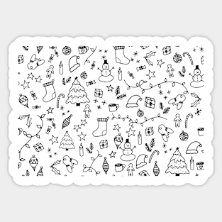 Christmas Doodles - black Sticker